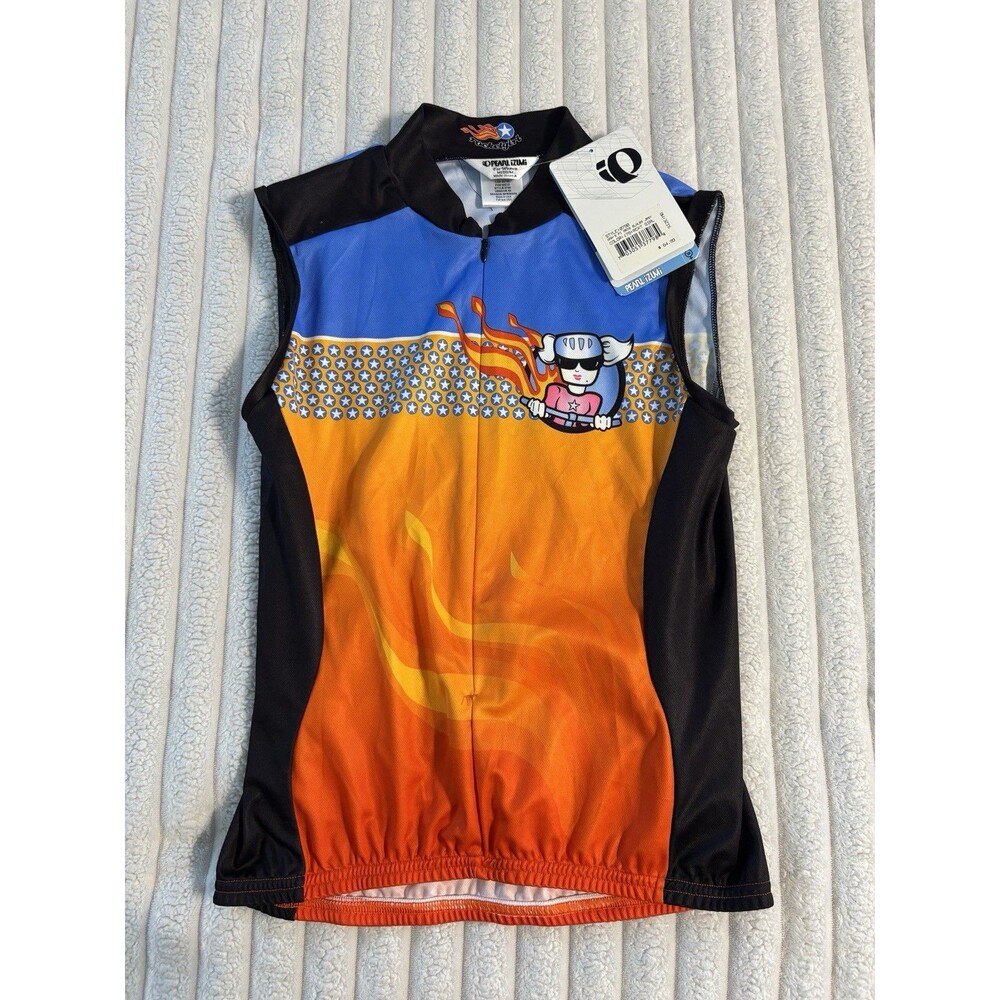 NWT Pearl Izumi Rocket Girl Cycling Vest Womens Medium Blue Orange Biking Flame